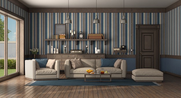 classic-style-living-room-with-modern-sofa-armchair-old-door-chest-drawer-3d-rendering_244125-1709